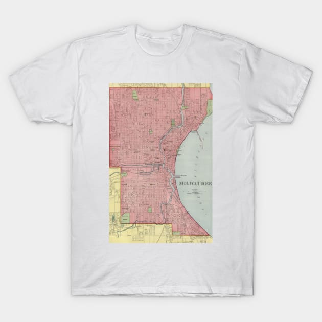 Vintage Map of Milwaukee Wisconsin (1903) T-Shirt by Bravuramedia